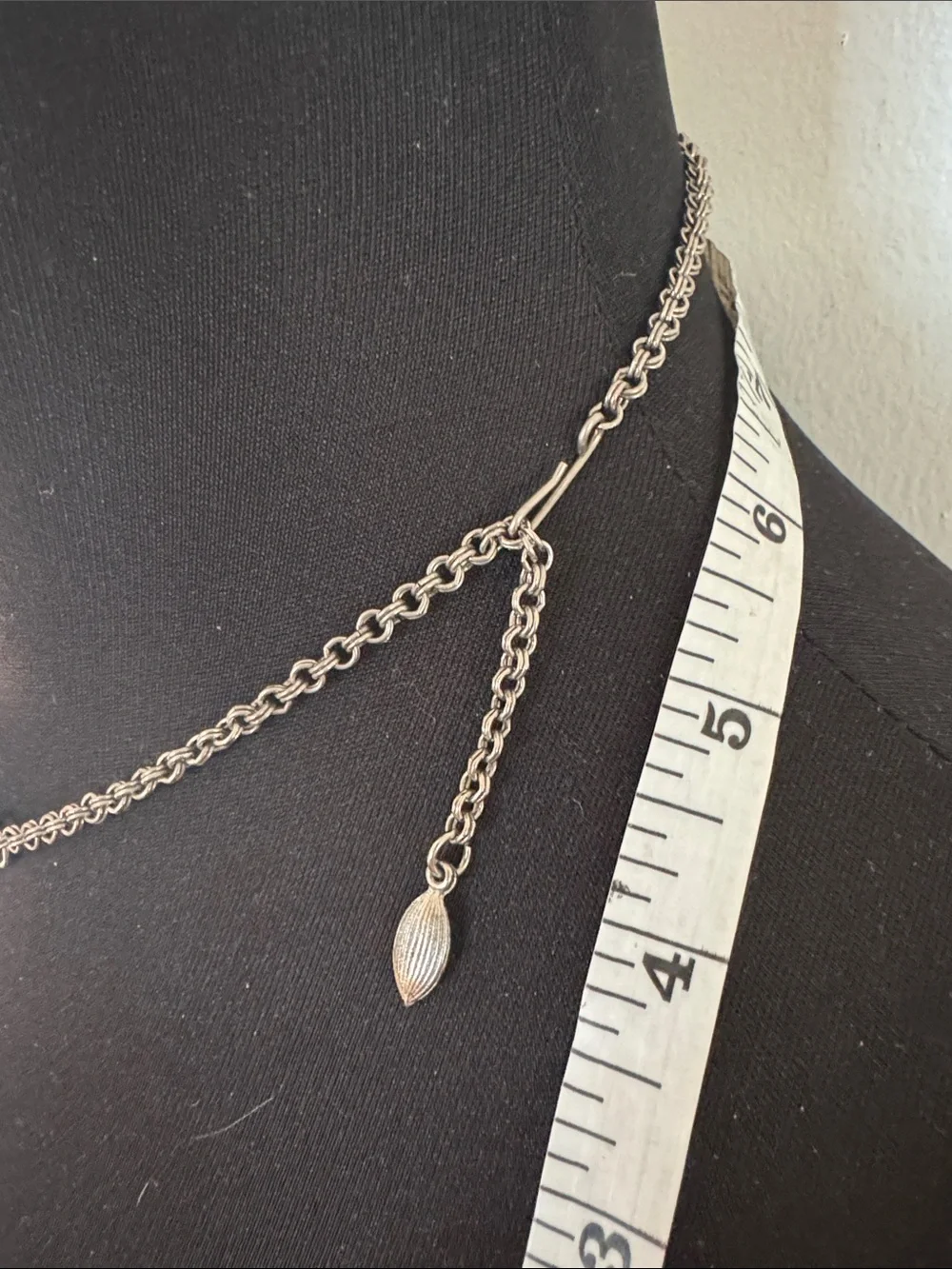 Vintage Black Link Necklace with Silver Accents
